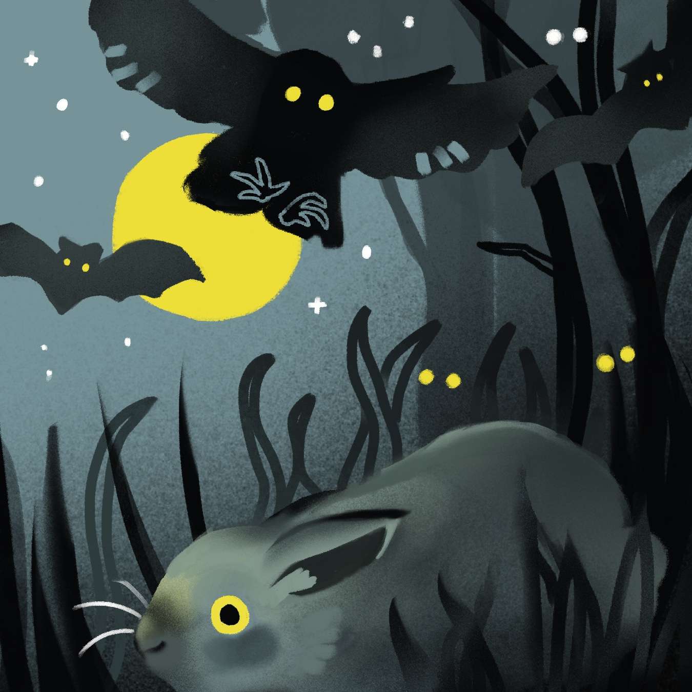 rabbit and bird illustration